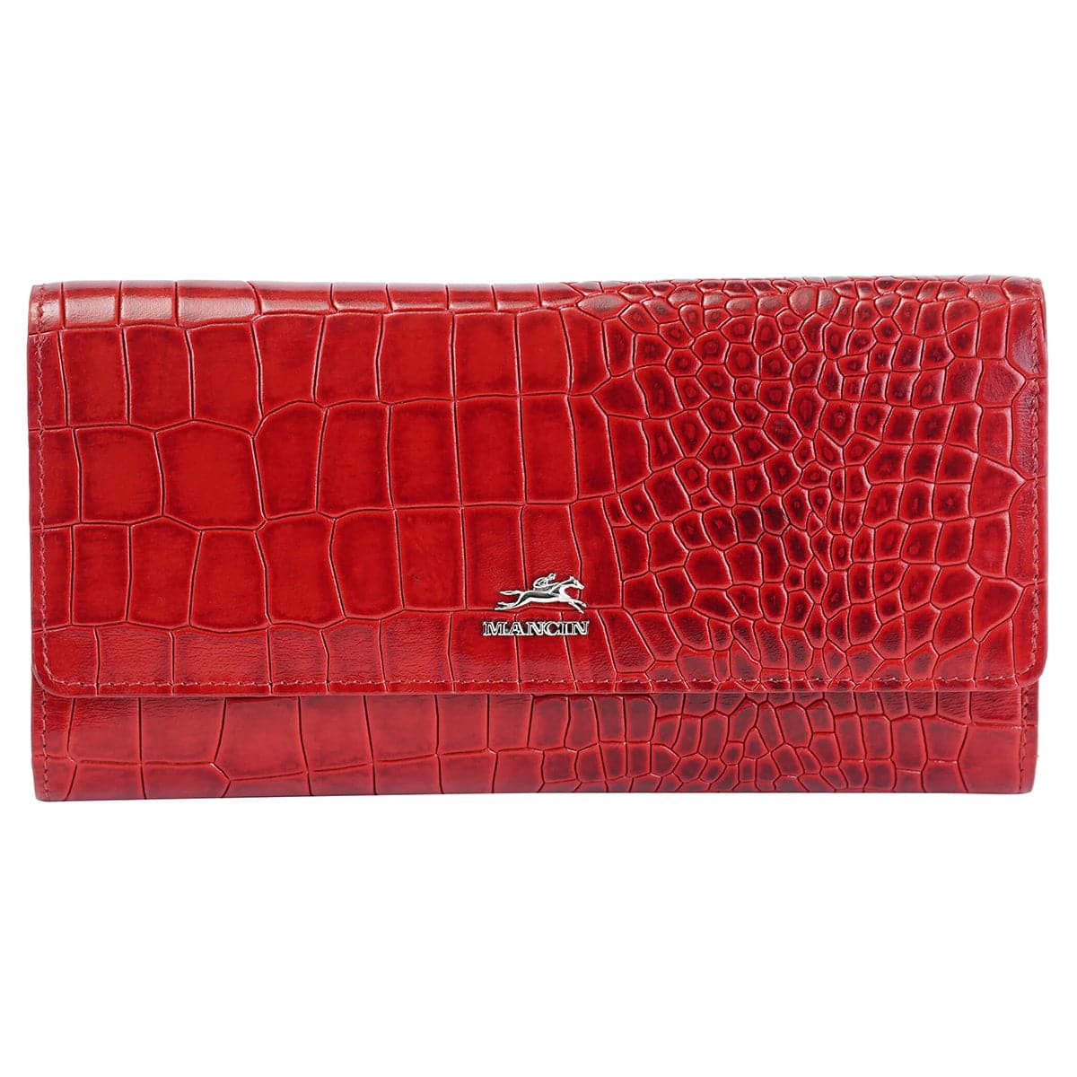 Mancini Croco2 Women’s Quad Fold Wallet with Enhanced RFID Security