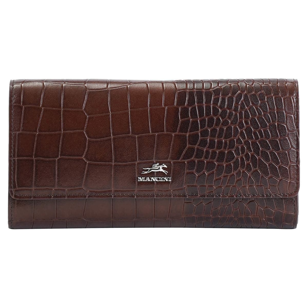 Mancini Croco2 Women’s Quad Fold Wallet with Enhanced RFID Security