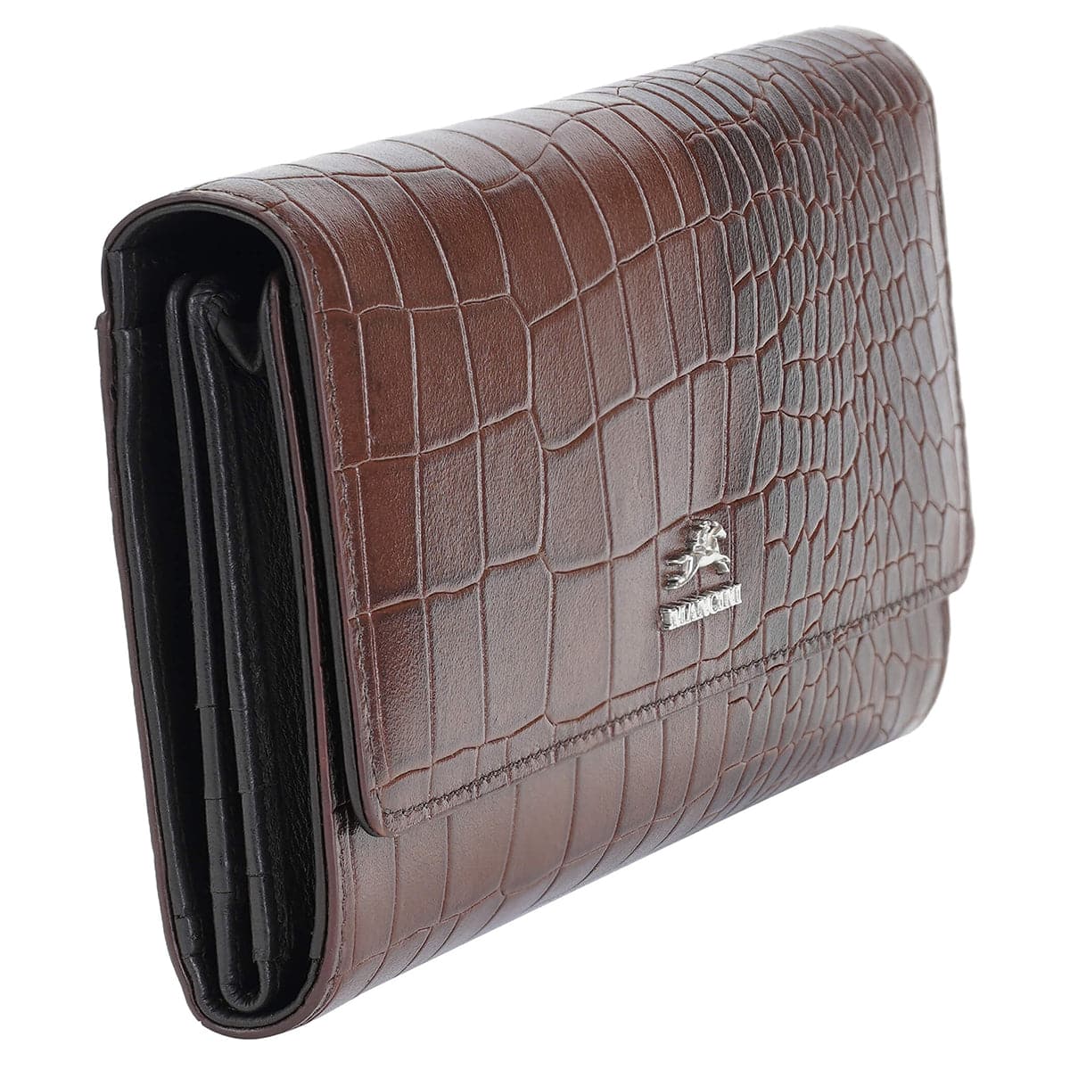 Mancini Croco2 Women’s Quad Fold Wallet with Enhanced RFID Security