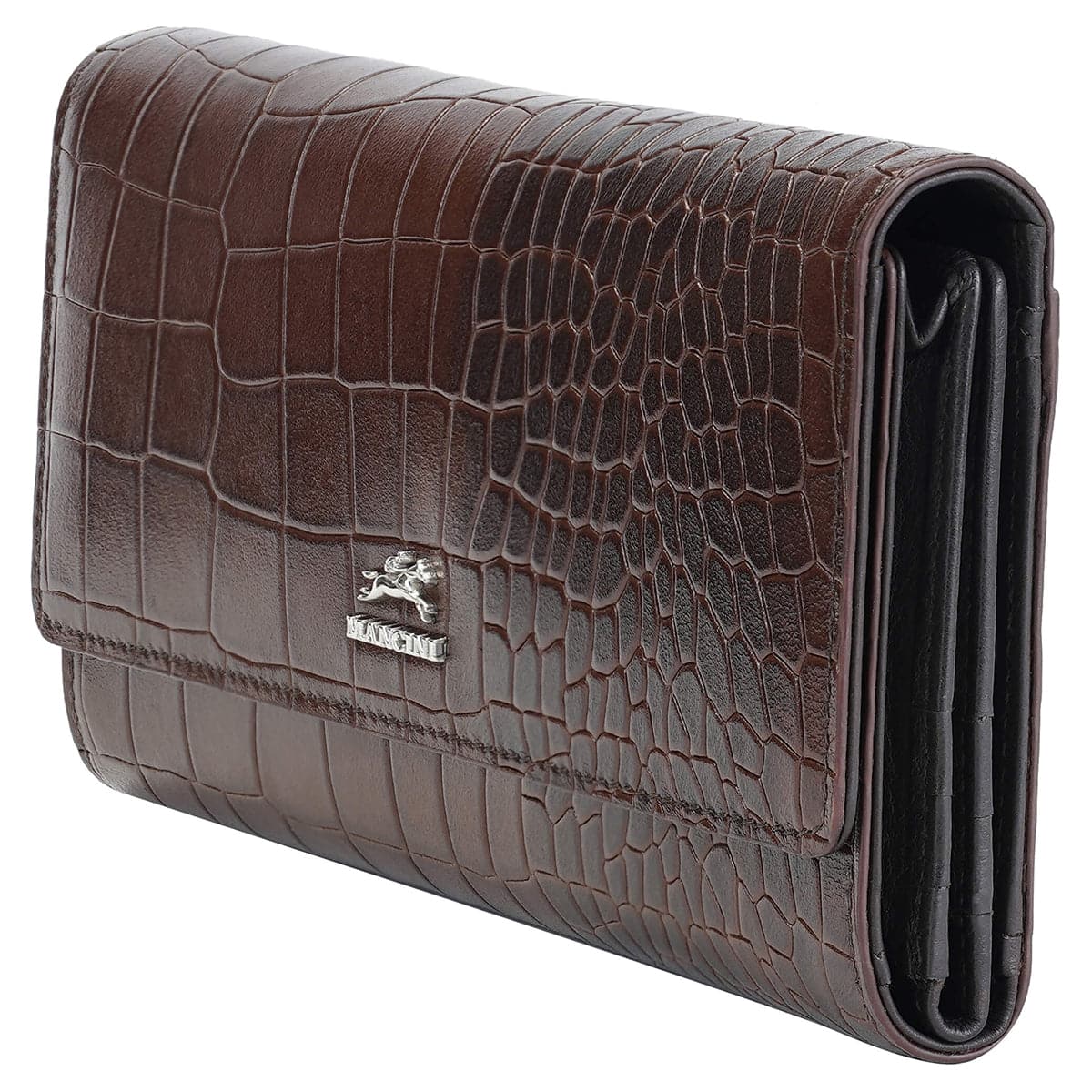 Mancini Croco2 Women’s Quad Fold Wallet with Enhanced RFID Security