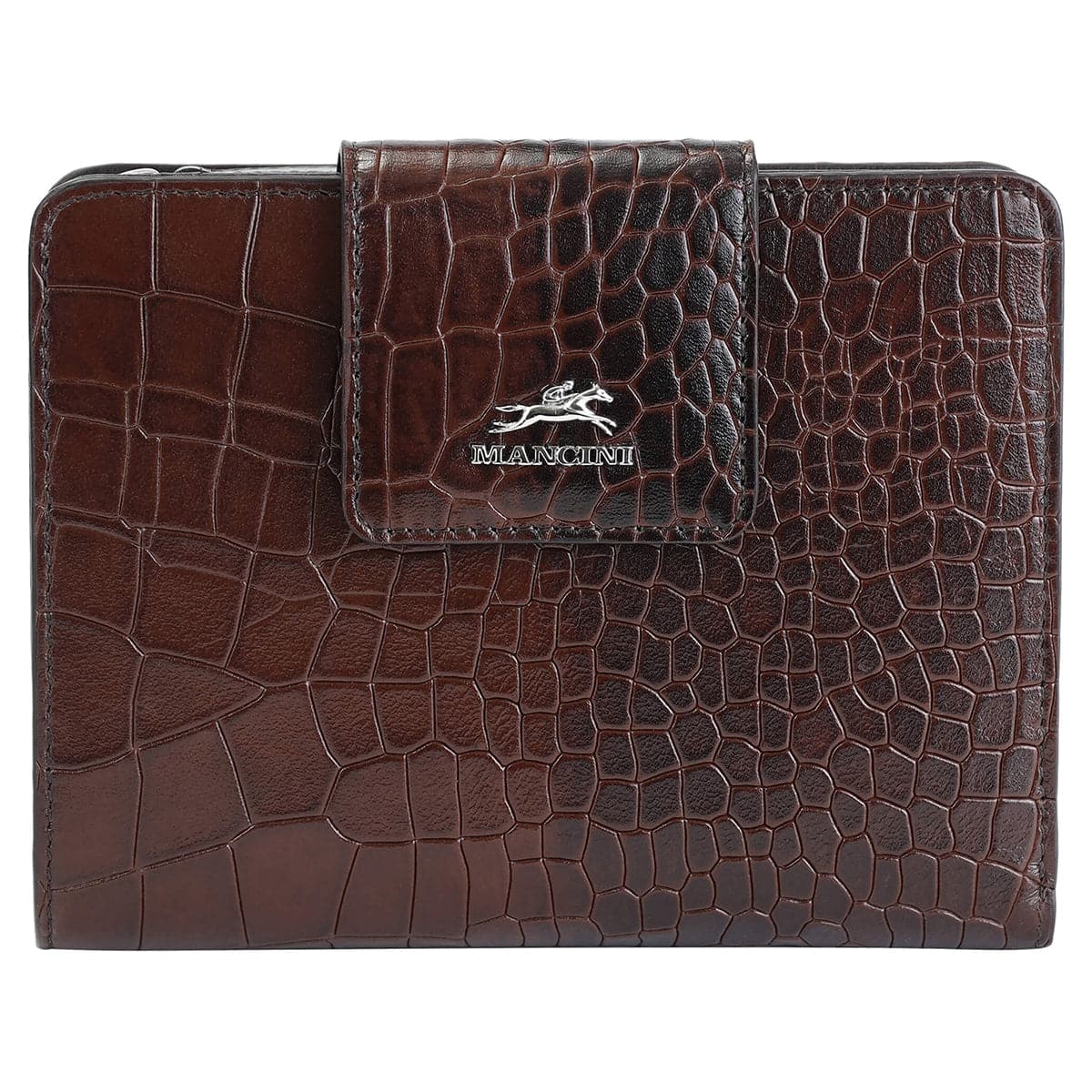 Mancini Croco2 Women’s Medium Clutch Wallet with Enhanced RFID Protection