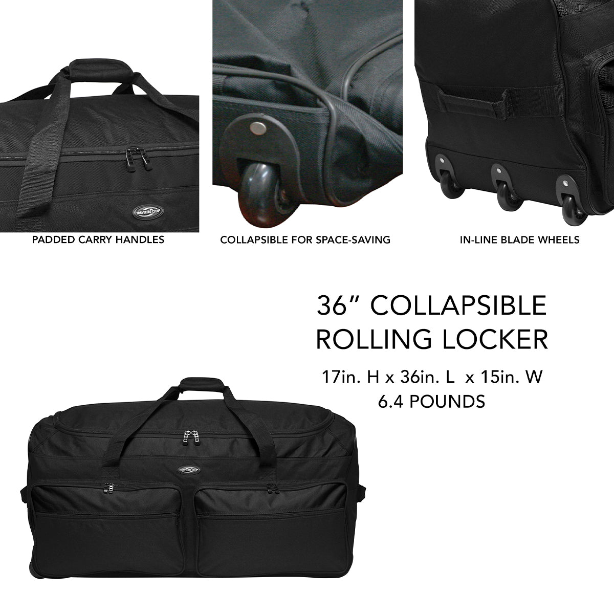 Travelers Club 36" Extra Large Expandable Triple Wheeled Rolling Duffel Bag