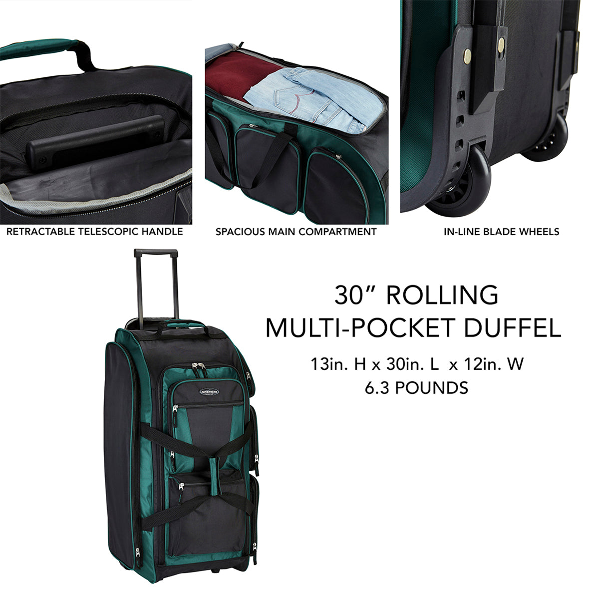 Travelers Club Adventure 30" Rolling Multi-Pocket Duffel Bag