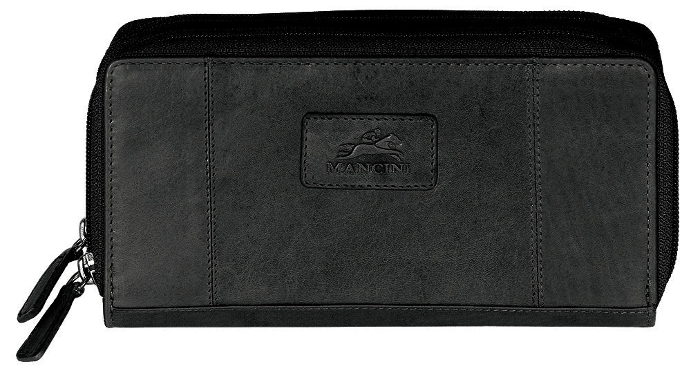 Mancini Casablanca Ladies' RFID Secured Double Zipper Wallet