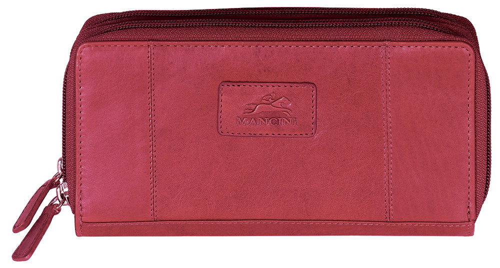 Mancini Casablanca Ladies' RFID Secured Double Zipper Wallet