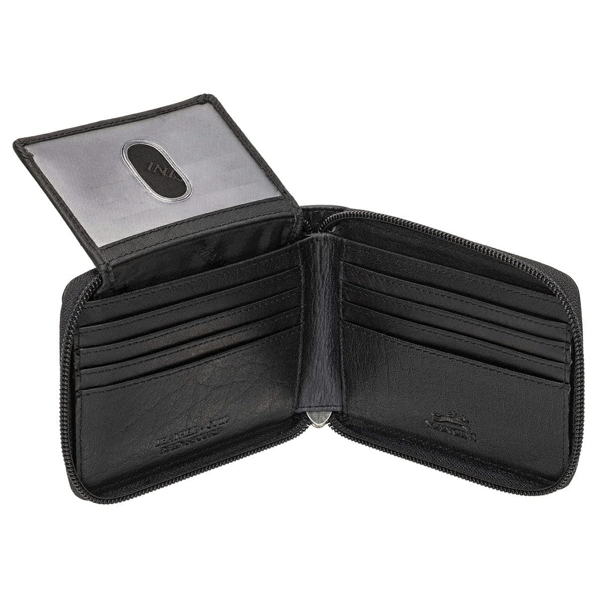 Mancini Buffalo RFID Secure Zippered Billfold with Removable Passcase