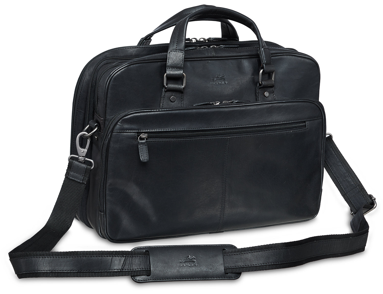 Mancini Buffalo Expandable Double Compartment Briefcase for 15.6" Laptop/Tablet