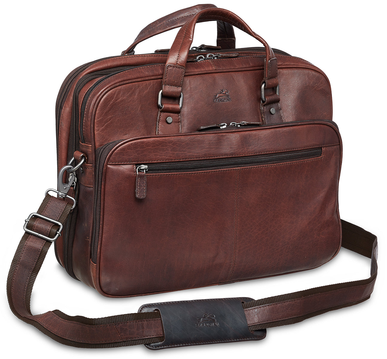 Mancini Buffalo Expandable Double Compartment Briefcase for 15.6" Laptop/Tablet