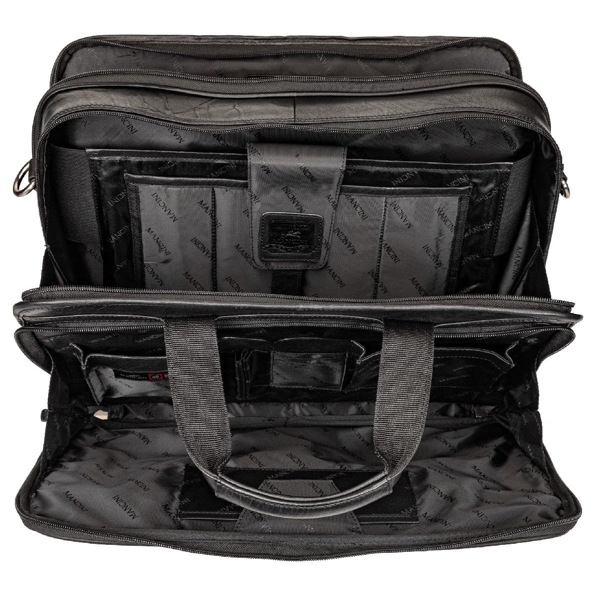 Mancini Buffalo Double Compartment Top Zipper 15.6" Laptop / Tablet Briefcase