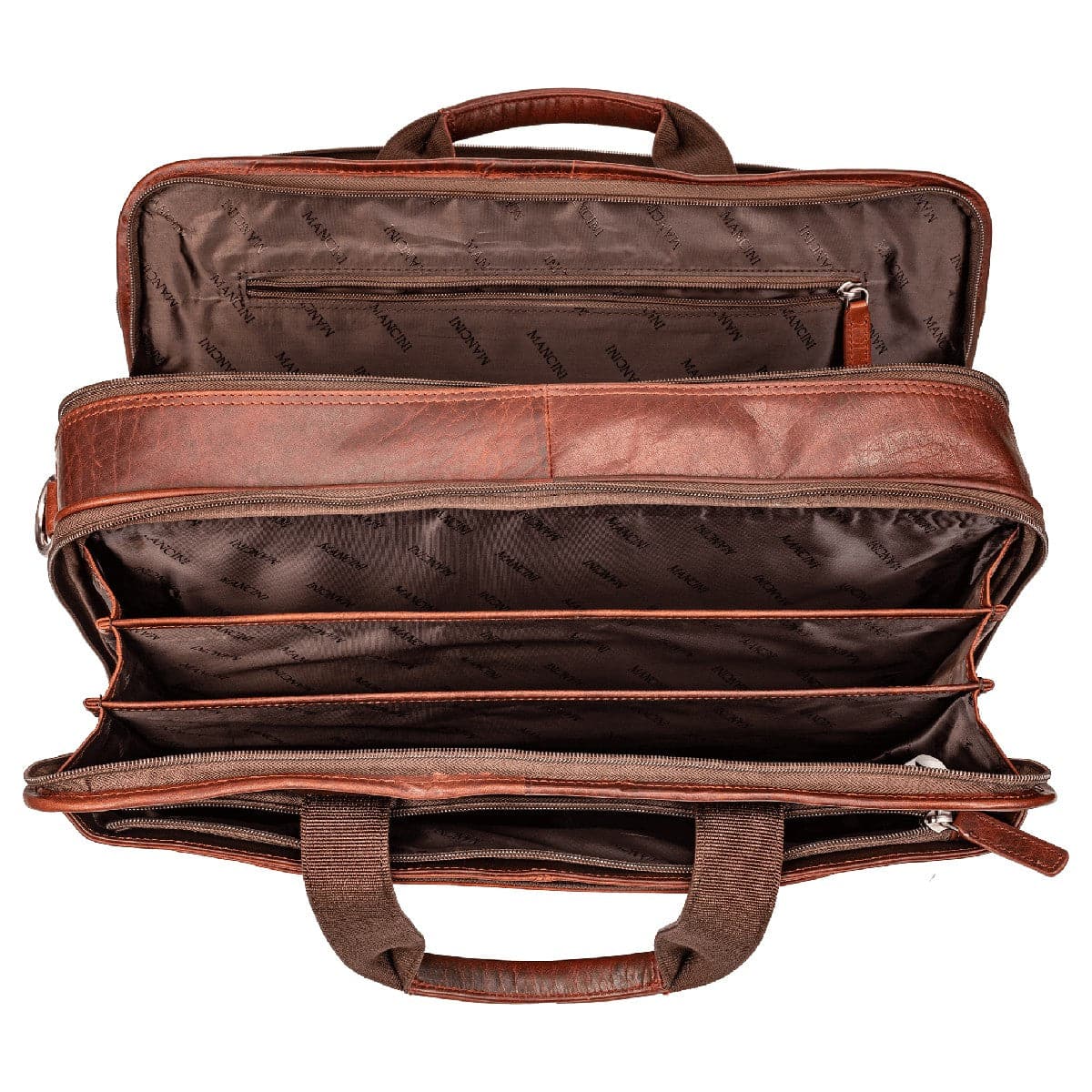 Mancini Buffalo Double Compartment Top Zipper 15.6" Laptop / Tablet Briefcase