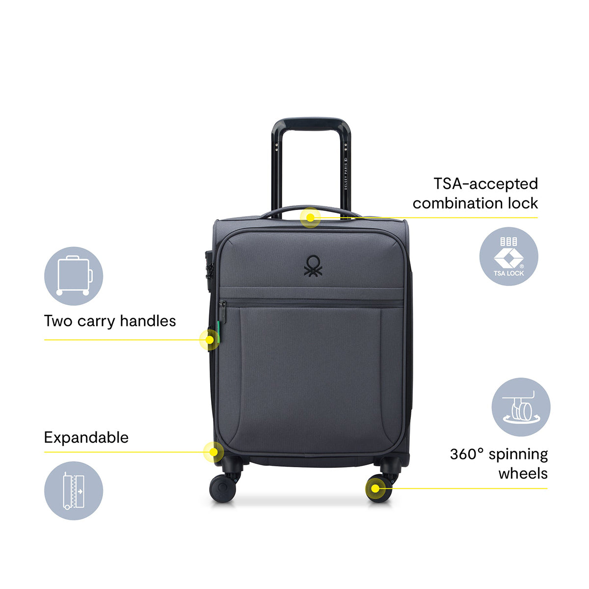 Delsey Benetton BE Carry-On Expandable Spinner Luggage