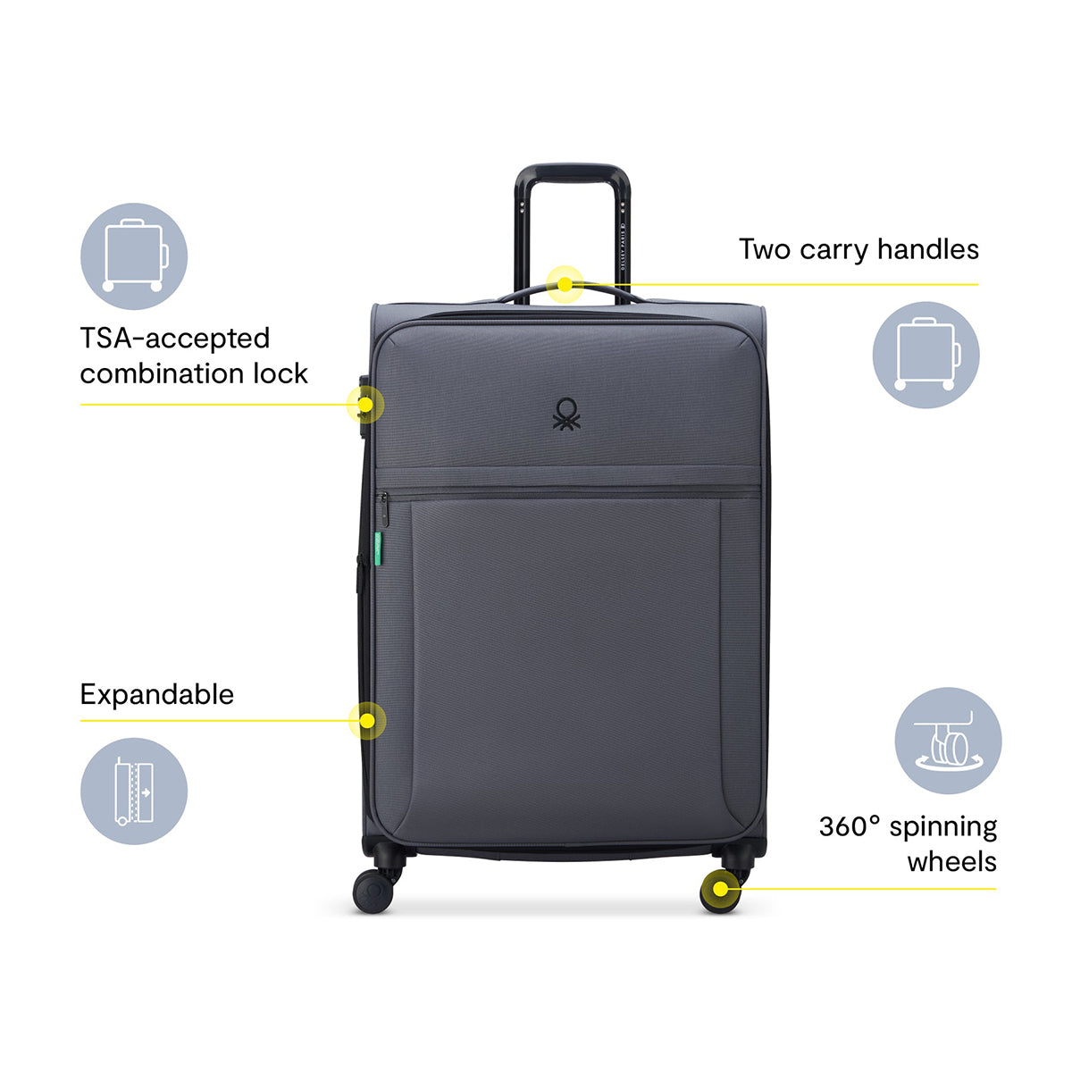 Delsey Benetton BE Large Expandable Spinner Luggage