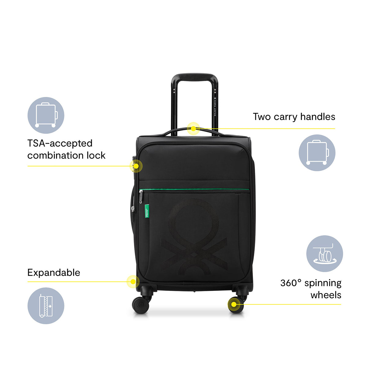 Delsey Benetton Color Block Carry-On Spinner Luggage