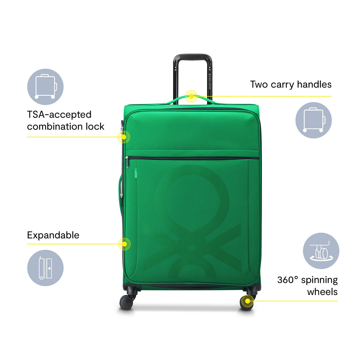 Delsey Benetton Color Block Large Spinner Luggage