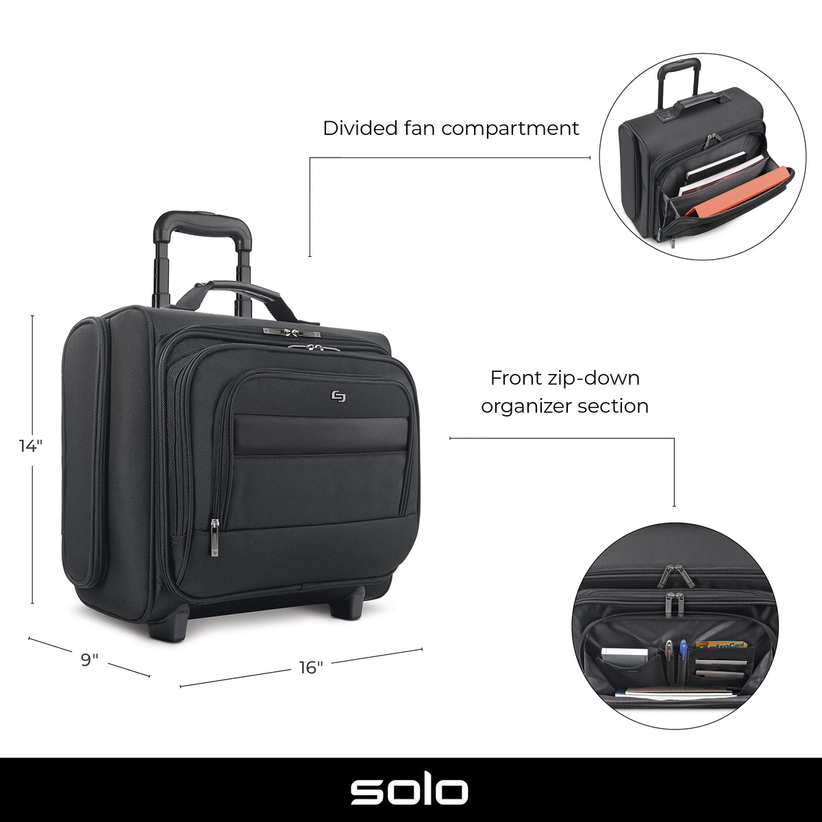 Solo Columbus Rolling Overnighter Briefcase