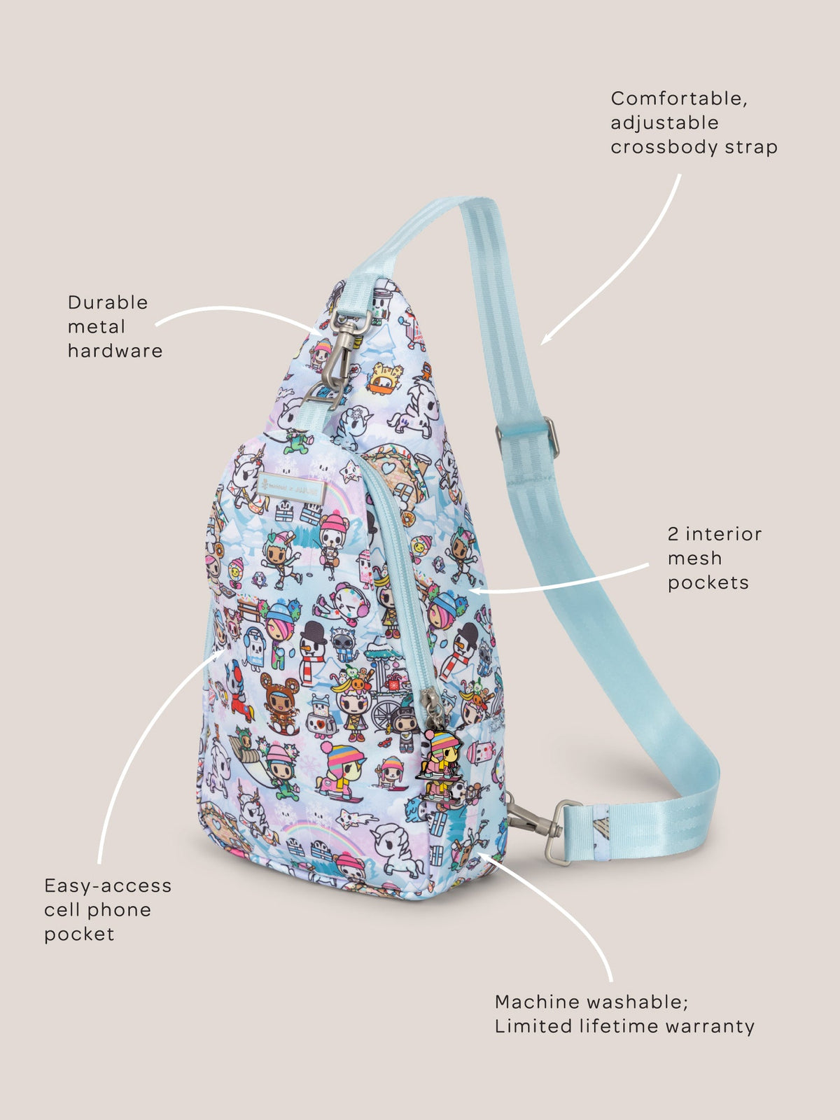 Ju-Ju-Be Tokidoki Snow Day Crossbody Sling Diaper Bag - Ice Blue