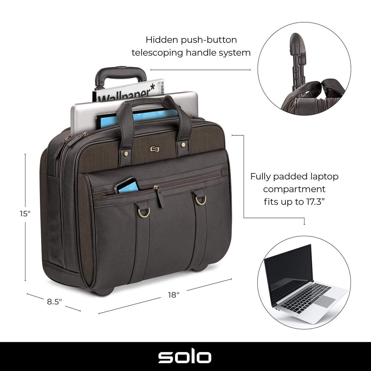 Solo Macdougal Rolling Briefcase