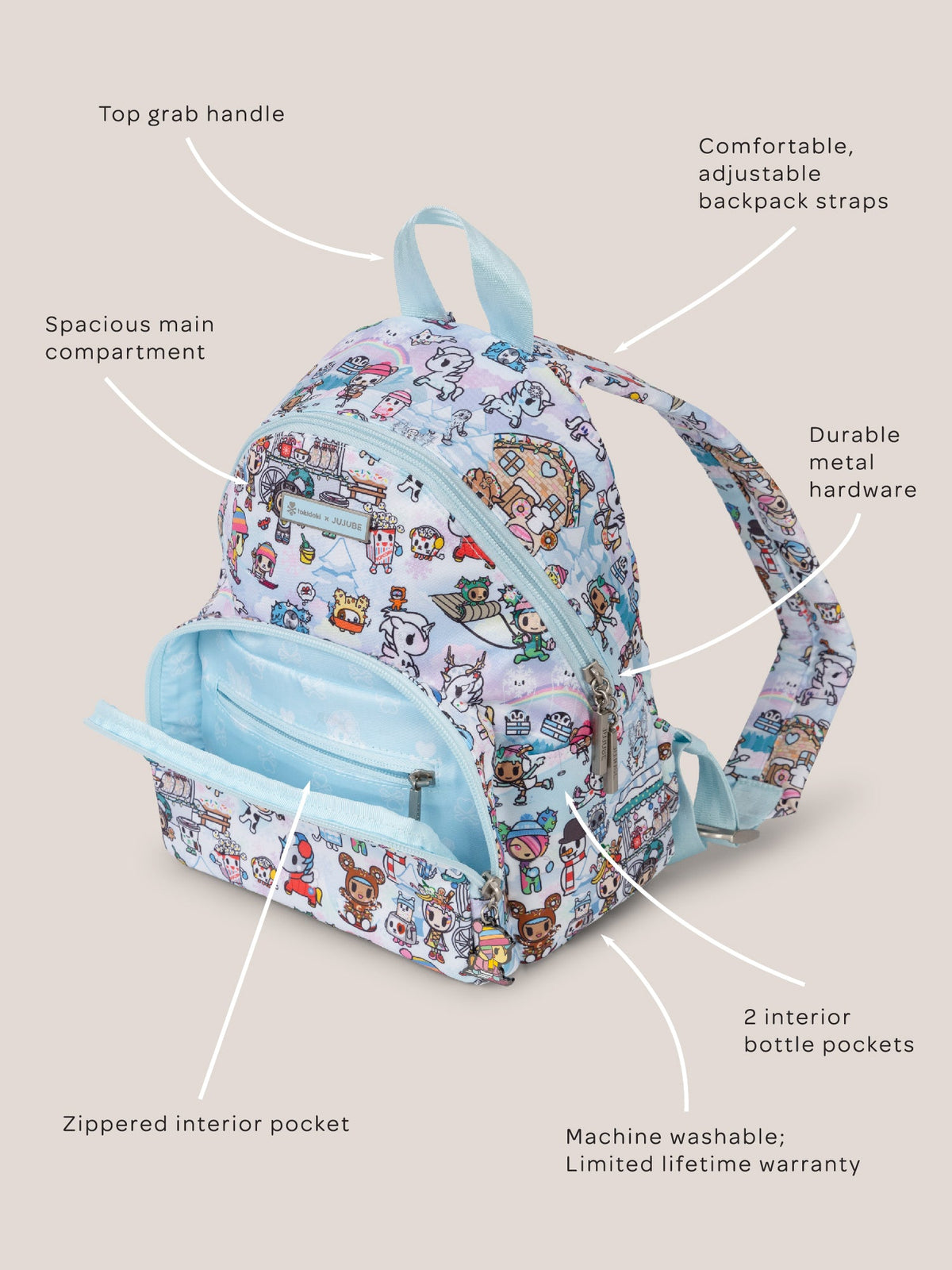 Ju-Ju-Be Tokidoki Snow Day Everyday Mini Small Diaper Backpack - Ice Blue