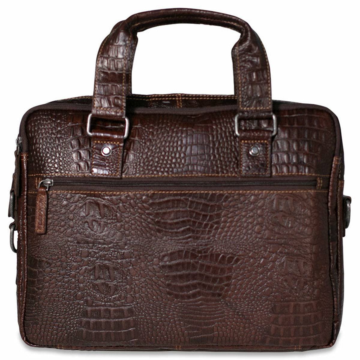 Jack Georges Hornback Croco Professional Zippered Briefcase