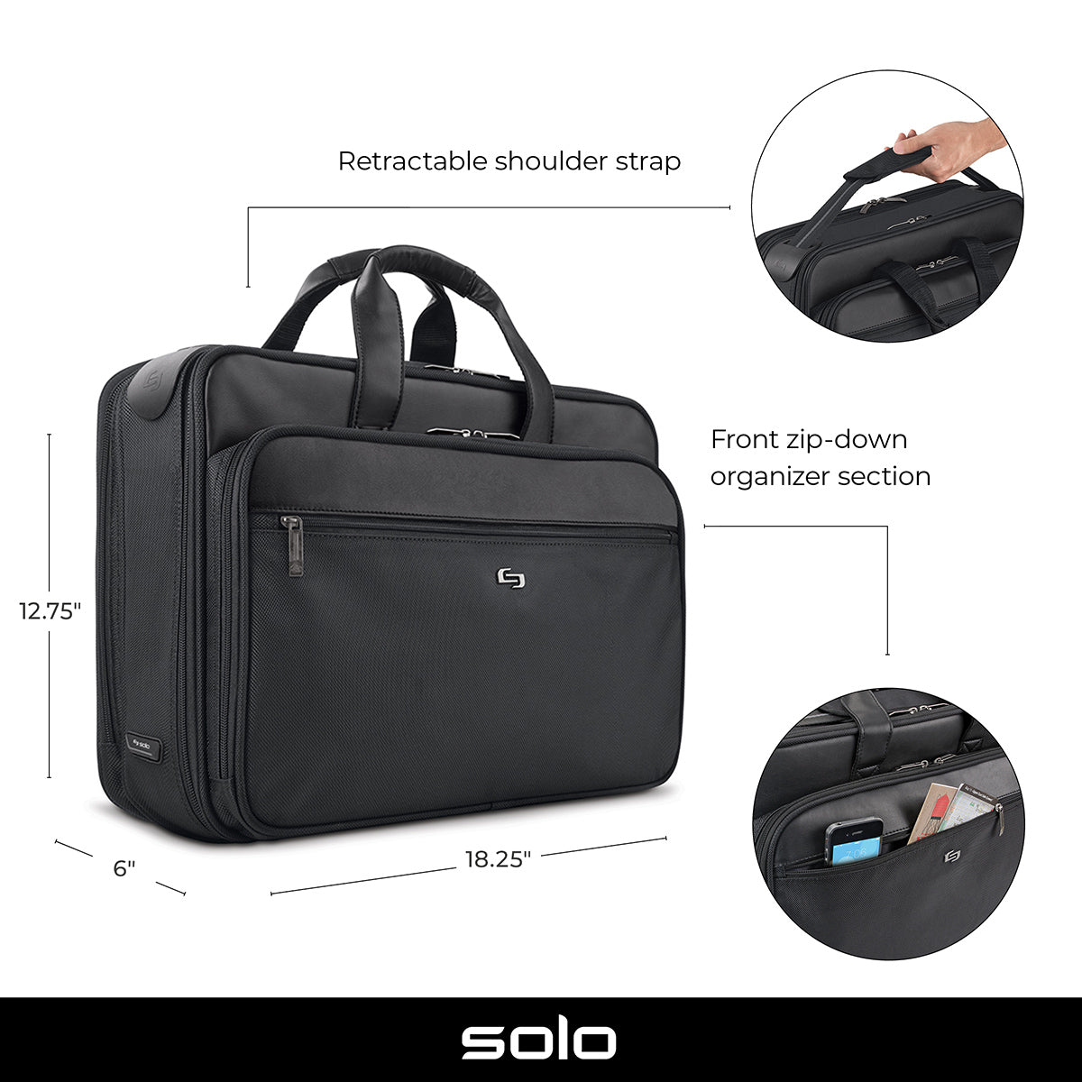 Solo Paramount Retractable Strap Briefcase