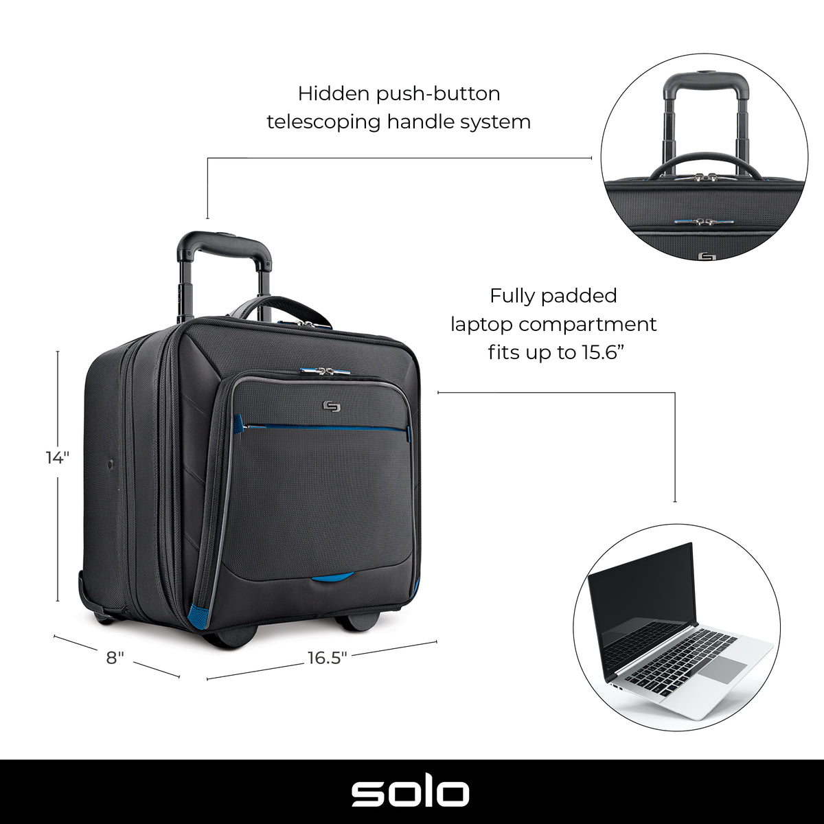 Solo Active Rolling Overnighter Briefcase