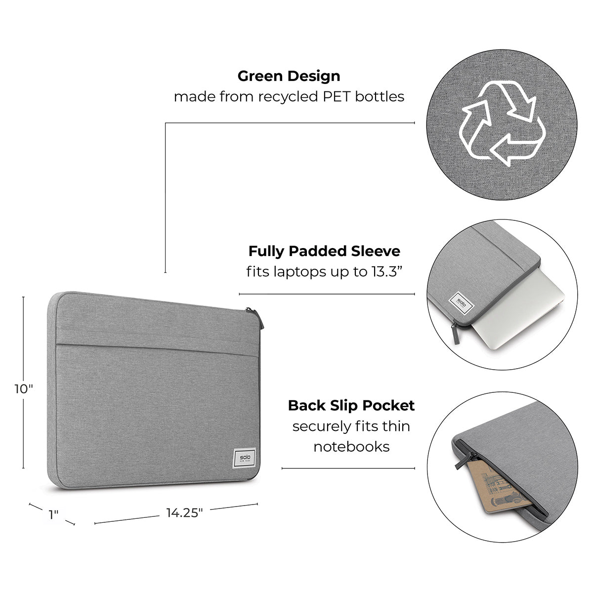 Solo Refocus Sleeve for 13.3" Laptop