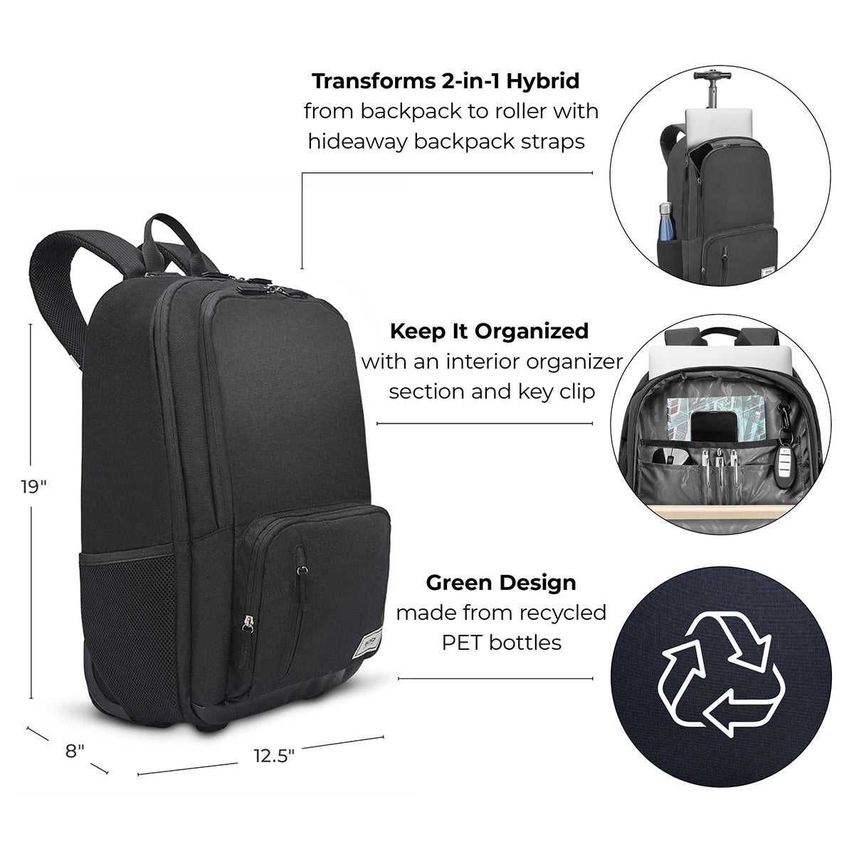 Solo Bleecker Recycled Rolling Backpack