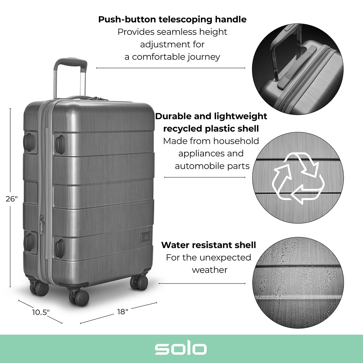 Solo Reserve Expandable Check-In Spinner Luggage