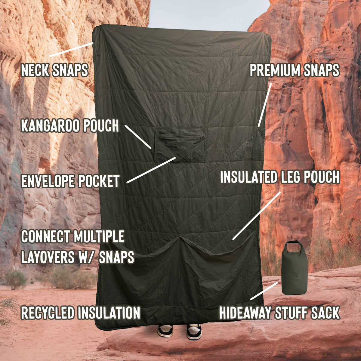 Gravel Layover XL Packable and Insulated Travel Blanket