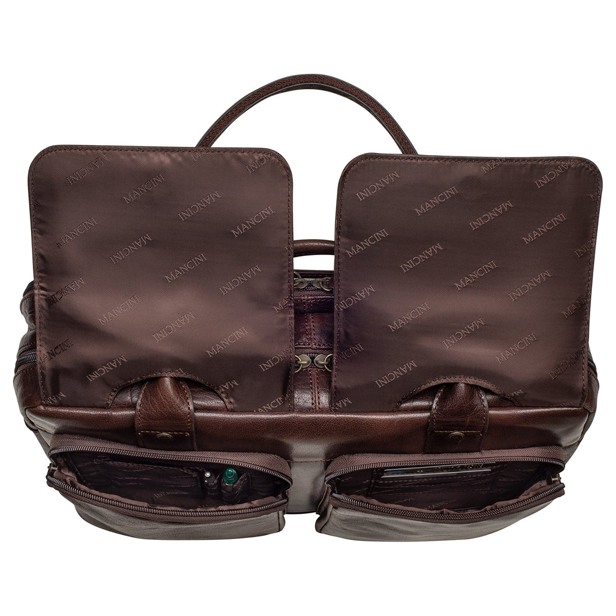 Mancini Arizona Double Compartment Briefcase for 15.6" Laptop and Tablet
