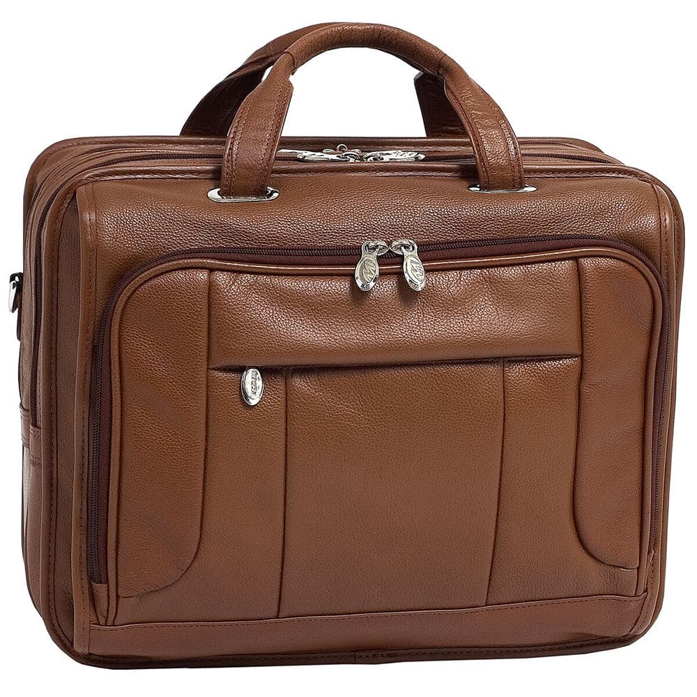 McKlein River West 15.6" Leather Fly Through Checkpoint Friendly Laptop Briefcase