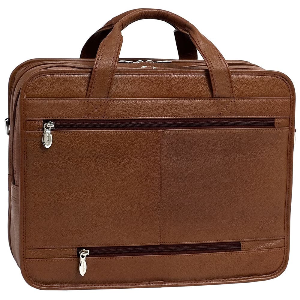 McKlein River West 15.6" Leather Fly Through Checkpoint Friendly Laptop Briefcase