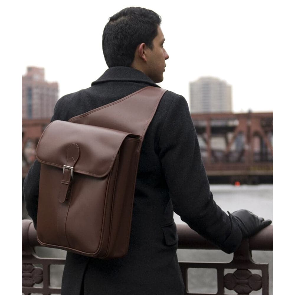 Mcklein USA  Sabotino 17" Leather Vertical Messenger Bag