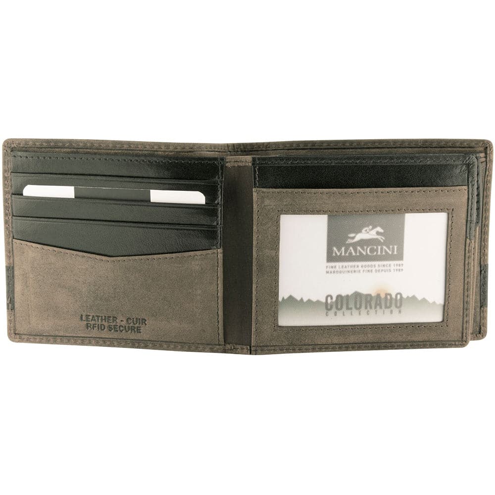 Mancini RFID Secure Men's Center Wing Wallet with Coin Pocket