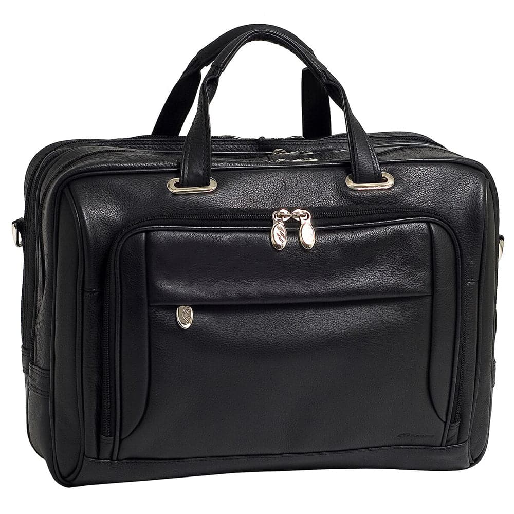 McKlein USA West Loop 17" Leather Expandable Double Compartment Briefcase