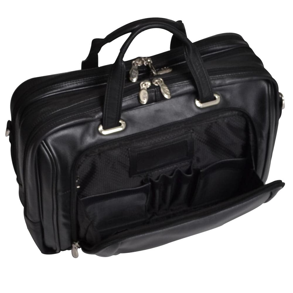 McKlein USA West Loop 17" Leather Expandable Double Compartment Briefcase