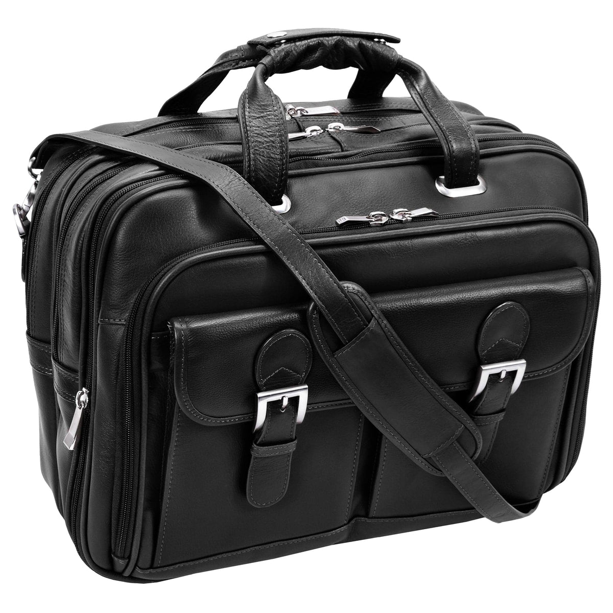 McKlein USA Ceresola 15" Leather Checkpoint-Friendly Patented Detachable -Wheeled Laptop Briefcase