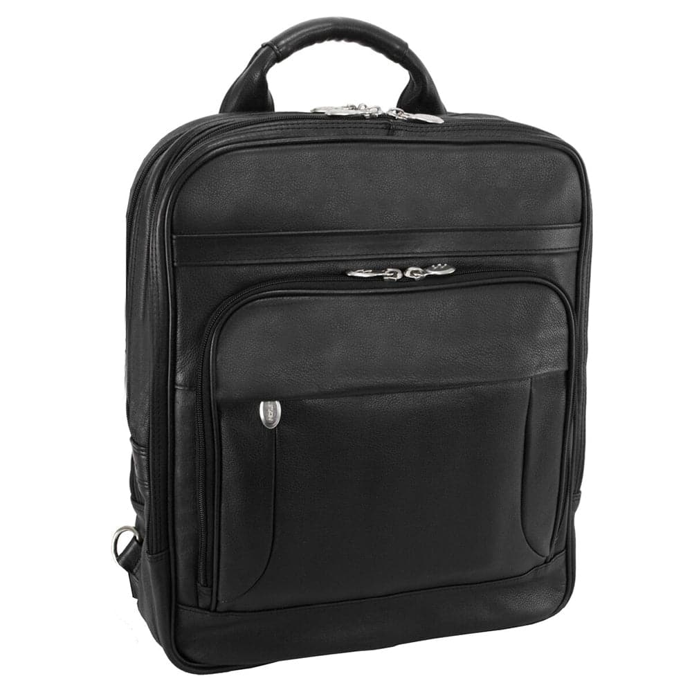 McKlein USA Wicker Park 17" Leather Patented Detachable -Wheeled Three-Way Laptop Backpack Briefcase
