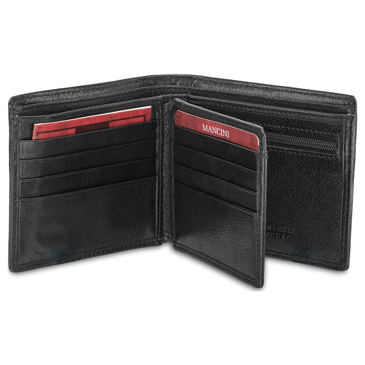 Mancini Equestrian-2 Men’s RFID Secure Center Wing Wallet with Coin Pocket