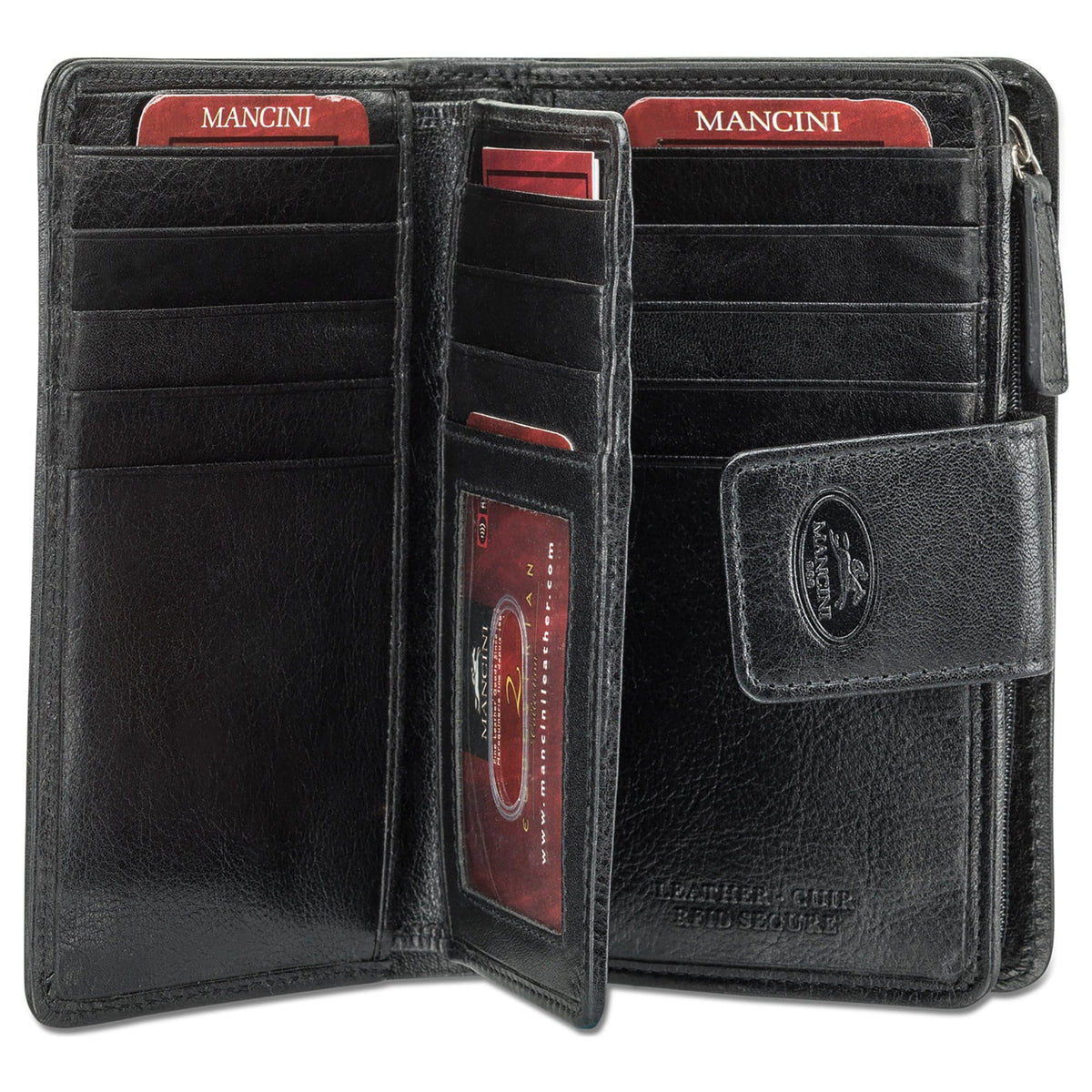 Mancini Equestrian-2 Ladies' RFID Secure Medium Clutch Wallet