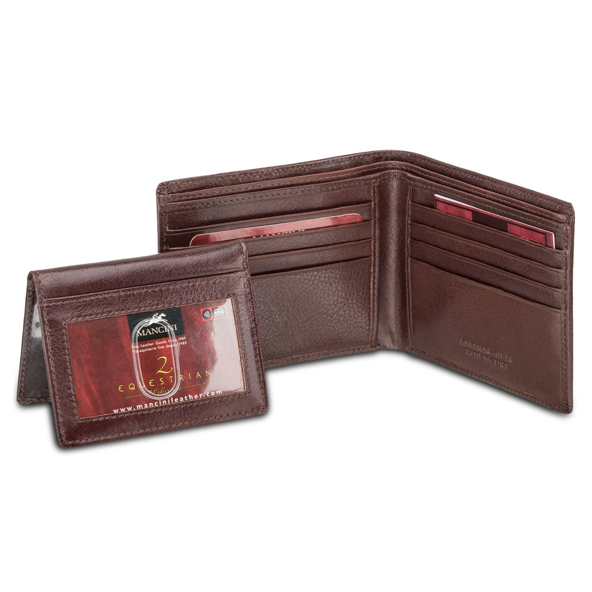 Mancini Equestrian-2 RFID Billfold with Removable Left Wing Passcase
