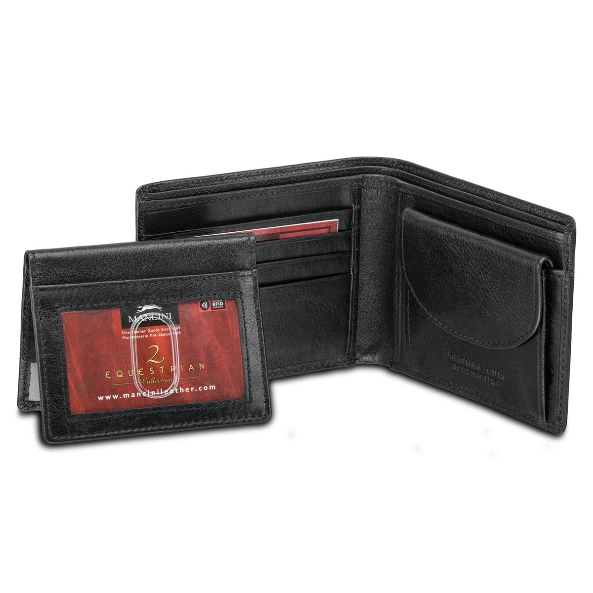 Mancini Equestrian2 RFID Billfold with Removable Left Wing Passcase and Coin Pocket