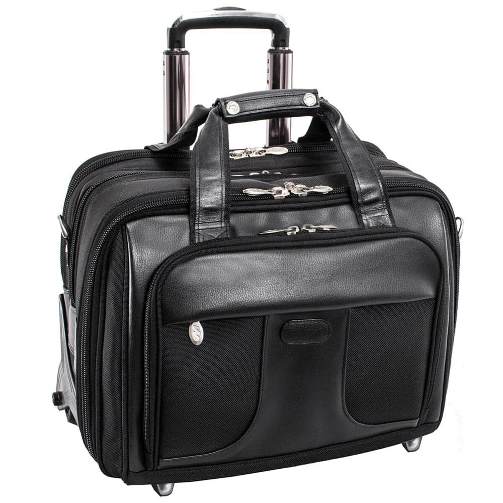 McKlein USA Chicago 17" Nylon Patented Detachable -Wheeled Laptop Overnight with Removable Briefcase
