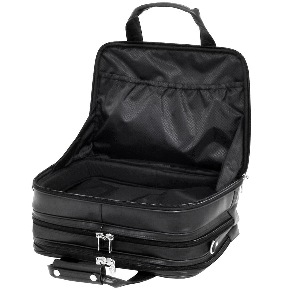 McKlein USA Chicago 17" Leather Patented Detachable -Wheeled Laptop Overnight with Removable Briefcase