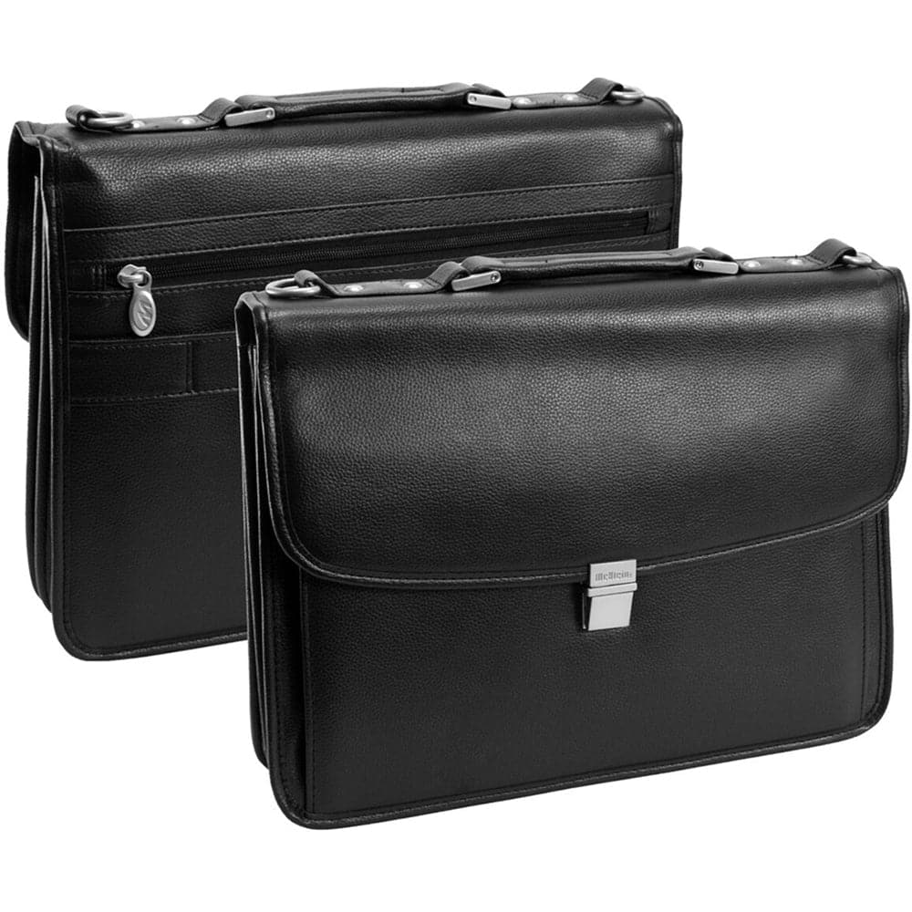 McKlein USA Chicago 17" Leather Patented Detachable -Wheeled Laptop Overnight with Removable Briefcase