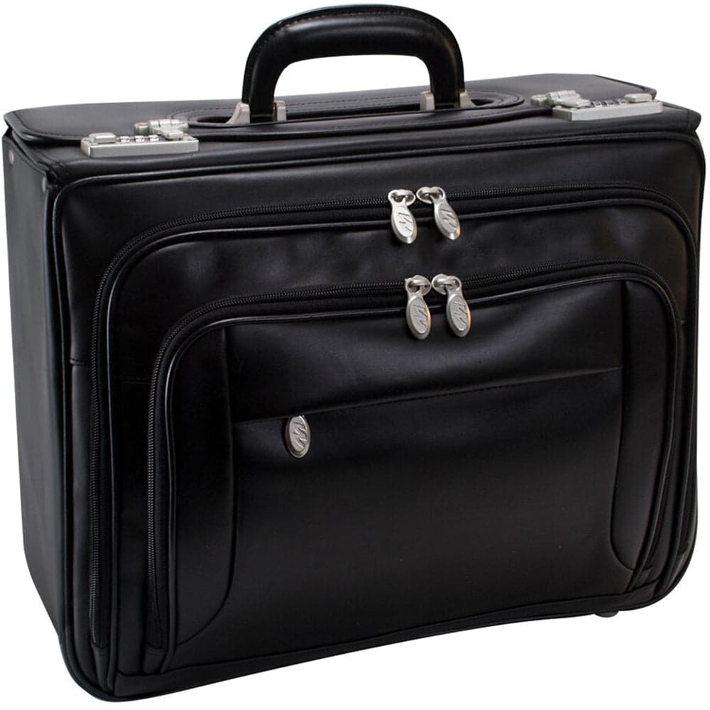 McKlein USA Sheridan 17" Leather Patented Detachable -Wheeled Catalog Briefcase
