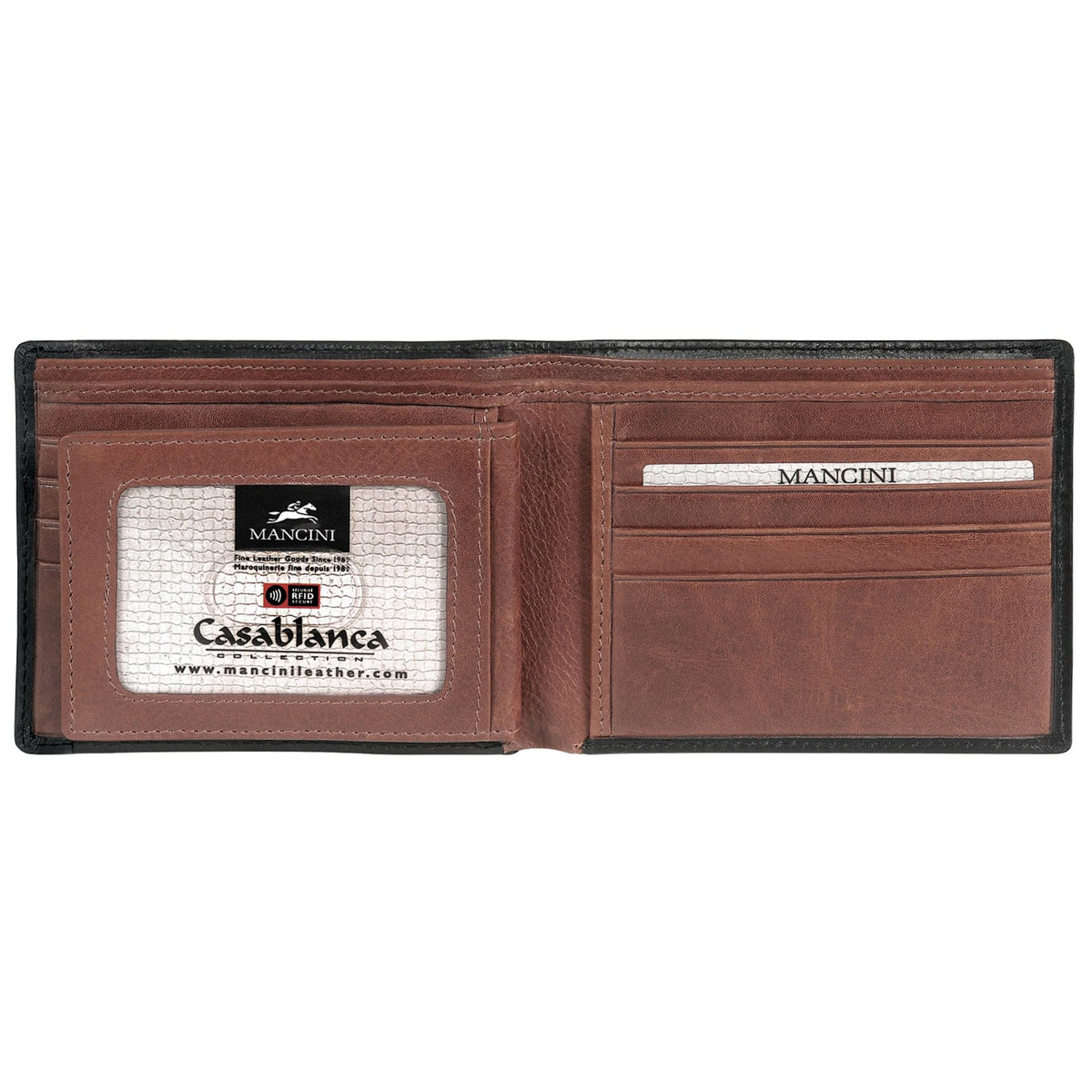 Mancini Casablanca RFID Billfold with Removable Passcase