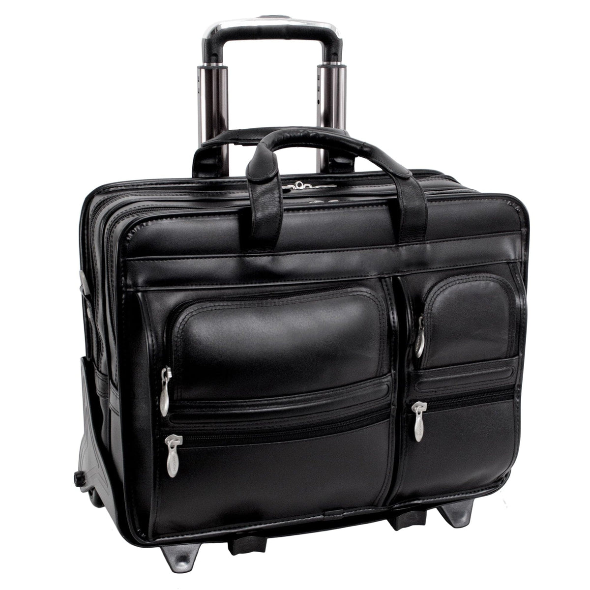 McKlein USA Clinton 17" Leather Patented Detachable -Wheeled Laptop Briefcase
