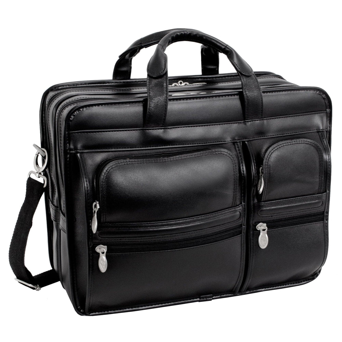 McKlein USA Clinton 17" Leather Patented Detachable -Wheeled Laptop Briefcase