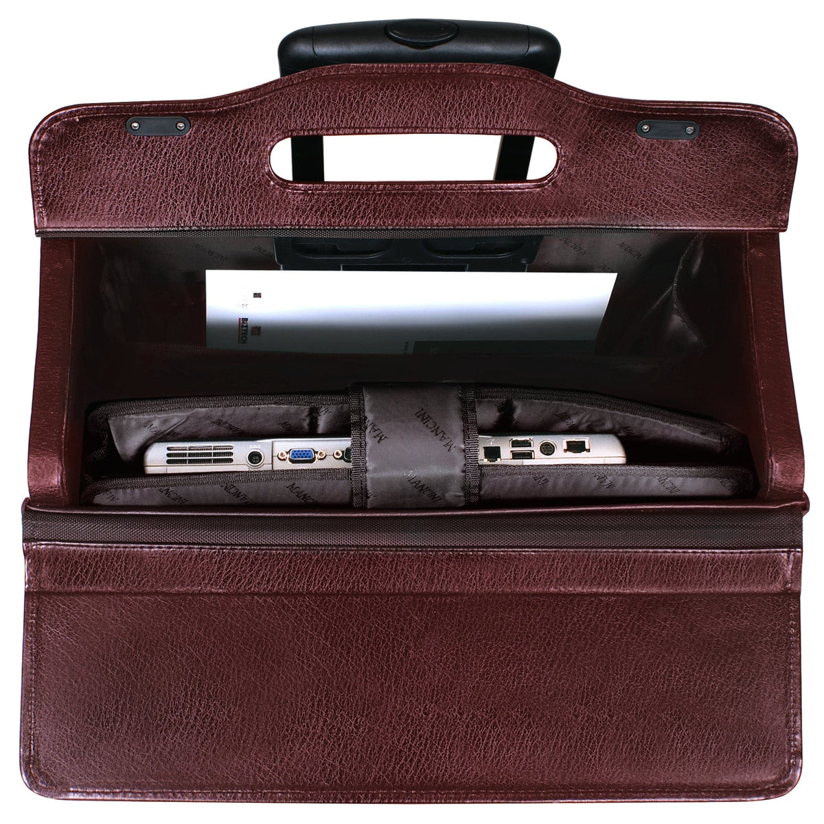 Mancini Business Collection Leather Wheeled Catalog Case